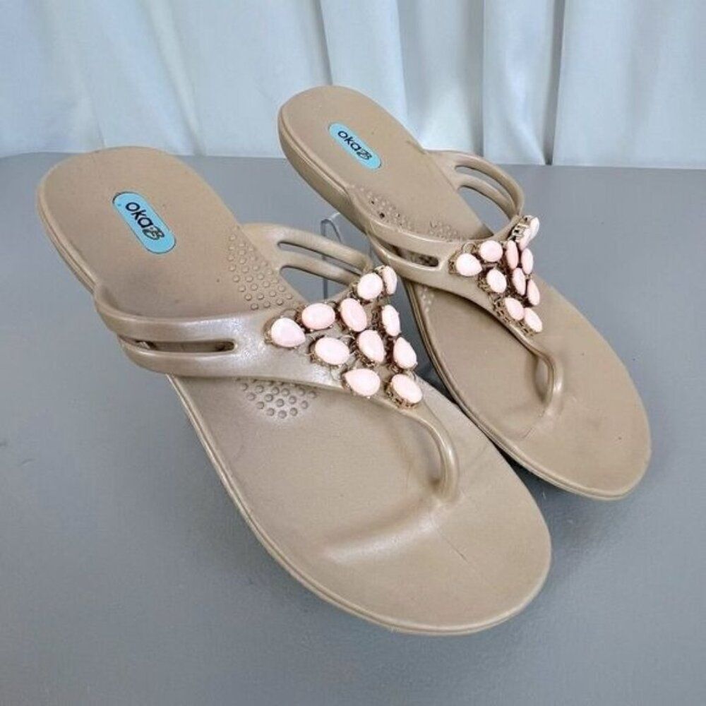 OKAY B WOMENS SANDALS TAN SIZE M-L